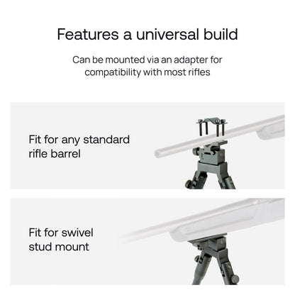 3 in 1 Tactical Rifle bipod with Rail Mount Adapter and Barrel Clamp