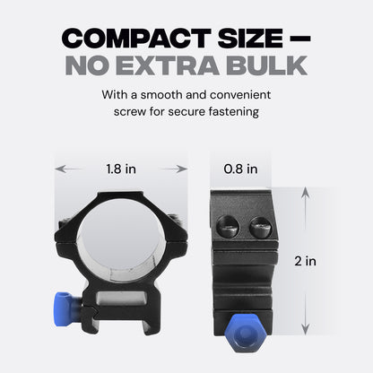 Low Mount Scope Ring 30 mm fits 20mm Picatinny Rail (2 pc)
