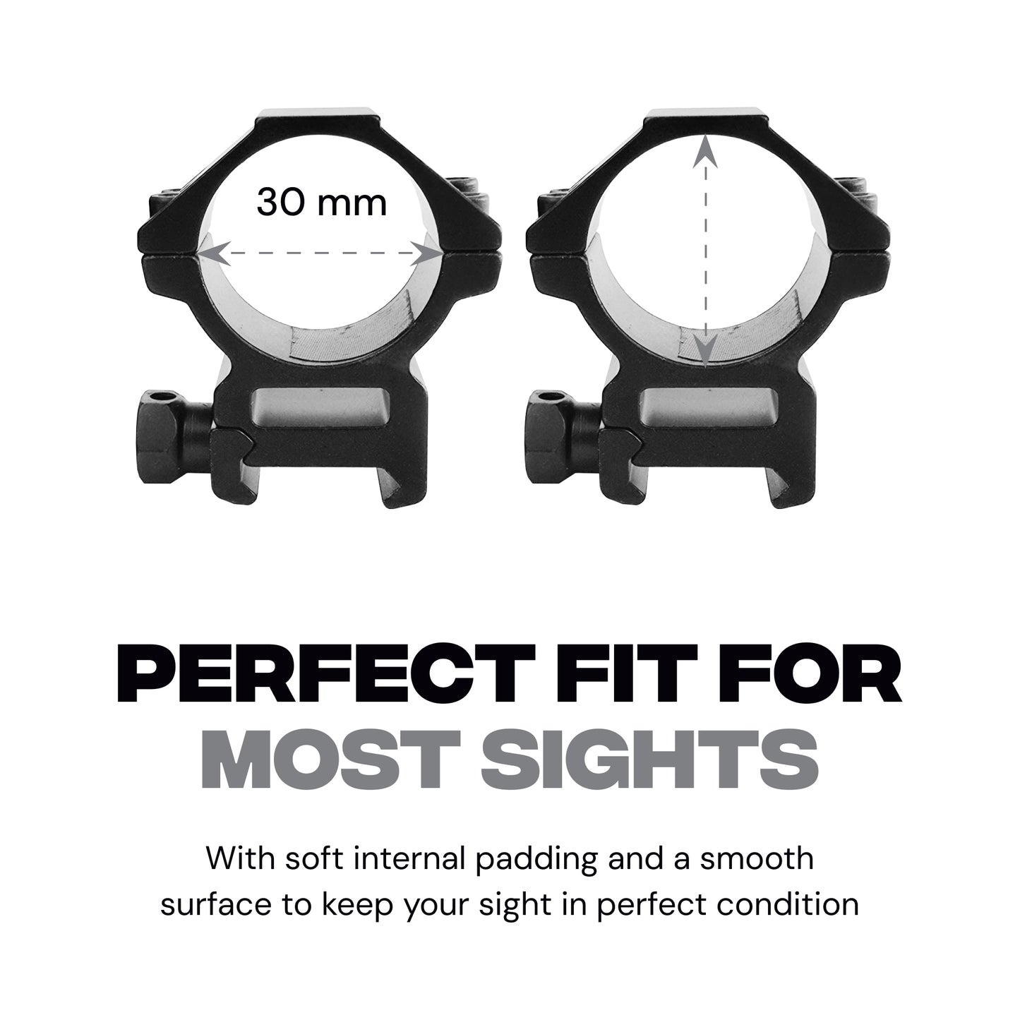 Low Mount Scope Ring 30 mm fits 20mm Picatinny Rail (2 pc)