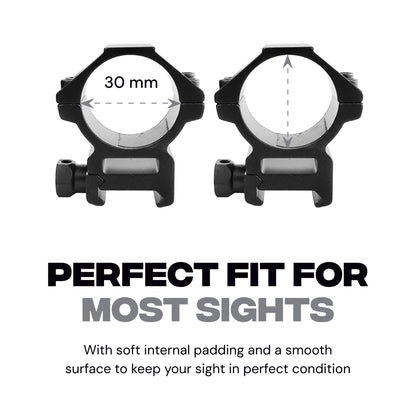 Low Mount Scope Ring 30 mm fits 20mm Picatinny Rail (2 pc)