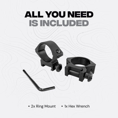 Low Mount Scope Ring 30 mm fits 20mm Picatinny Rail (2 pc)